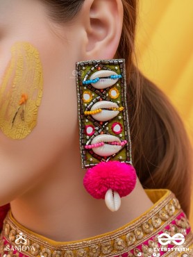 Peshika- The Shimmering Shells- Mirrors & Resham Embroidered Earrings