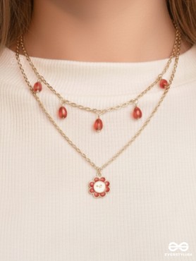 The Scarlet Sun- Golden Embellished Necklace With Anti-Tarnish Coating 