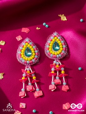 Samvarta - The Rain Cloud - Stone, Beads And Sequins Hand Embroidered Earrings