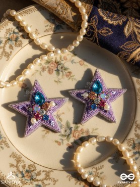 Tvish - The Stellar Sparkler - Stones, Sequins And Cutdana Hand Embroidered Earrings