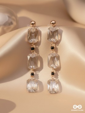 The Charcoal Charm- Golden Embellished Earrings