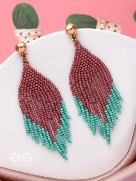 The Crimson Blaze- Golden Beaded Earrings