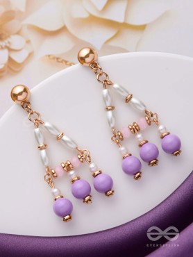 THE ETHEREAL ECHOES - LAVENDER AND WHITE BEADED EARRINGS