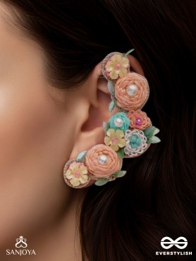 Meghamala - The Garland Of Clouds - Sequins, Beads, Pearls And Resham Hand Embroidered Earrings