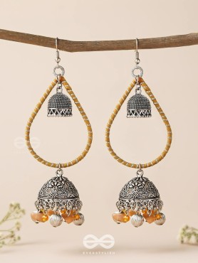 THE SUNLIT DROPS  - OXIDISED EMBELLISHED EARRINGS