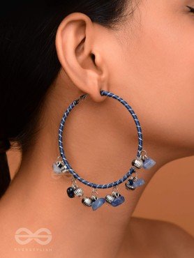 THE SAPHIRE THREADS - WRAPPED WITH SILK THREAD HOOP EARRINGS
