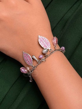 THE WHISPERING LEAVES - PURPLE & SILVER BRACELET