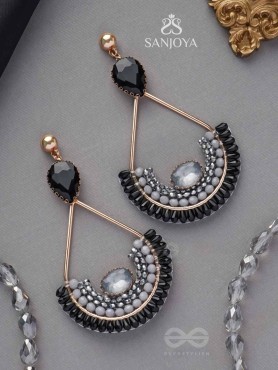 Ajadani - Galaxy Nights - Stone And Beads Embroidered Earrings