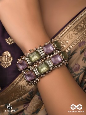 ANTIKA - FINELY MADE - STONE AND BEADS EMBROIDERED BANGLES (SET OF 2)