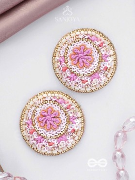 PUSHPITA - FLORAL RADIANCE - SEQUINS AND CUTDANA  EMBROIDERED STUD EARRINGS