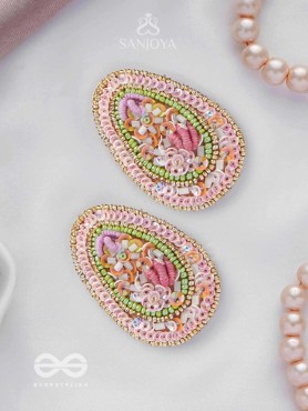 Abhra - The Clouded Glamour - Sequins, Resham And Beads Hand Embroidered Earrings