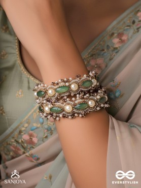 PARIVAHA - A ROYAL TREASURE - STONE AND BEADS EMBROIDERED BANGLES (SET OF 2)