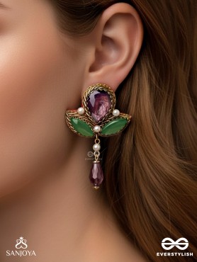 MANIRANJINI - DELIGHTENING IN JEWELS - STONES, BEADS, GLASS AND PEARL DROP EMBROIDERED EARRINGS