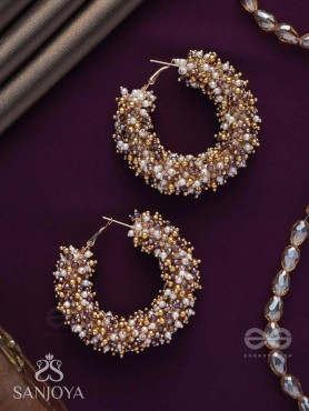 Vilokita - The Shining Garlands -Beaded Hand Embroidered Hoop Earrings