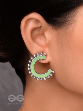 CRISP SPRINGTIMES - SILVER ENAMELLED EARRINGS