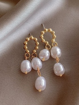 PEARLFECTLY DANGLING - GOLDEN EMBELLISHED DROP EARRINGS