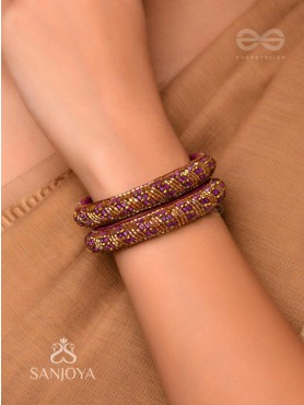 DHVANTI - THE DARK STAR - CUTDANA AND BEADS EMBROIDERED BANGLES (SET OF 2)