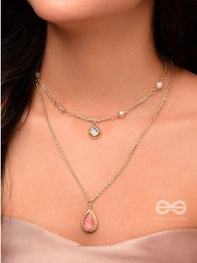 Romantic Rosewater - Golden Embellished Multilayer Neckpiece With Anti-Tarnish Coating 