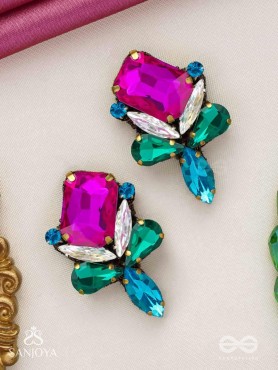 Mahamani- The Imperial Stone - Stones Hand Embroidered Earrings (Multicolour)