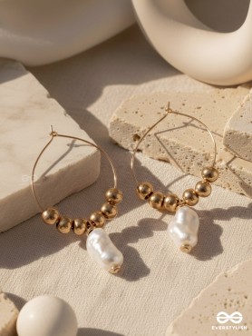 BEADED SUNBURST - GOLDEN HOOP EARRINGS