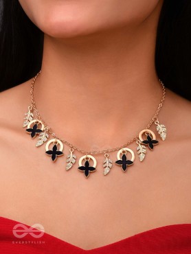 The Spring Shadows - Golden Embellished Enamelled Necklace With Anti-Tarnish Coating 