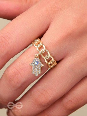 Gentle Spirits - Golden Embellished Charm Ring (Adjustable)