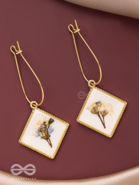 Pure Petals - Pressed Flower White Resin Earrings