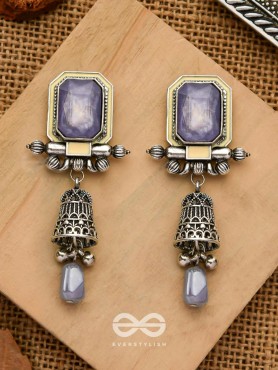 The Lilac Clouds- Oxidised Embellished Earrings