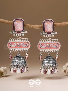 The Rosewood Nostalgia- Enamelled Oxidised Jhumka Earrings