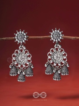 The Moon Flower- Oxidised Earrings