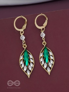 Lush Leaflets - Golden Embellished Earrings