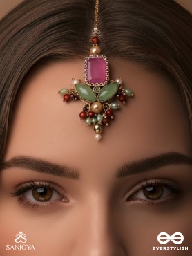 Madhudyana - Garden Of Spring - Stone And Beads Hand Embroidered Maangtika