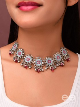 The Rosy Skies - Enamelled Oxidised Neckpiece