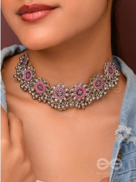 Rustic Blossoms - Enamelled Oxidised Neckpiece