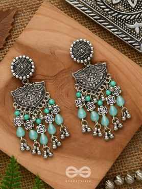 The Ocean Goddess- Glass Drops And Beads Oxidised Earrings