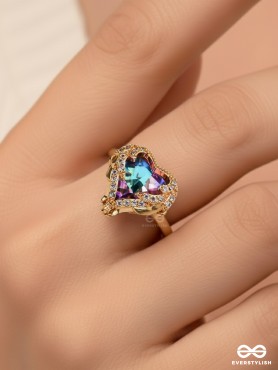 Love's Luminescence - Golden Embellished Ring (Adjustable)