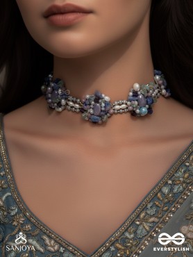 Devasesa- Remnants Of The Sea- Beads And Stones Hand Embroidered Necklace