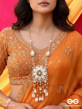 Upkulam - The Shore Letters - Shells, Beads And Pearl Drops Hand Embroidered Neckpiece