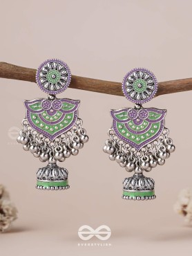The Forest Lake- Enamelled Oxidised Earrings