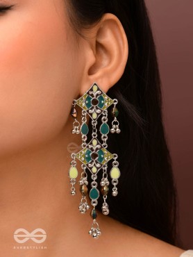 The Earthy Shades - Enamelled Oxidised Earrings
