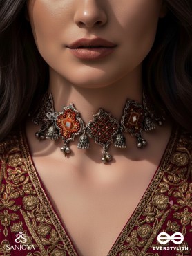 Sulohit - The Sangria Serenade - Beads And Dabka Hand Embroidered Choker Neckpiece