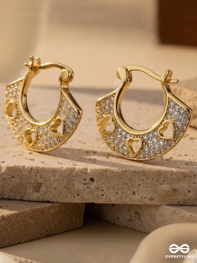 VINTAGE WHIMSY - DAINTY 18K GOLD PLATED ANTI-TARNISH EARRINGS INLAID WITH CUBIC ZICRONIA STONES