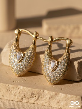 TEARDROPS FROM HEAVEN - 18K GOLD PLATED ANTI-TARNISH EARRINGS INLAID WITH CUBIC ZICRONIA STONES
