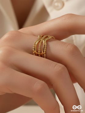 ZIG- ZAG GRACE - STAINLESS STEEL ANTI-TARNISH STATEMENT RING