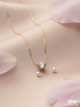 AURA GLEAM - TIMELESS DAINTY STAINLESS STEEL WHITE CZ PENDANT