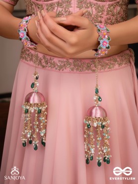 MADHUVRATA - SPRING BLOOM - DELICATE EMBROIDERED KALEERE WITH BANGLES WITH FLORAL MOTIFS, BEADS AND PEARL DROPS