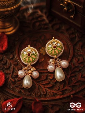TANVIKA - DELICATE BEAUTY- DELICATE ENAMELLED EARRINGS WITH PEARLS AND BEADS