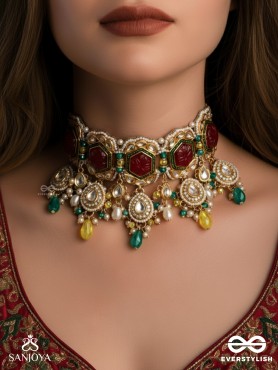 SURYAPRABHA - SUN’S AURA- LUXE HERITAGE KUNDAN CHOKER WITH PEARLS, BEADS AND GEMSTONES