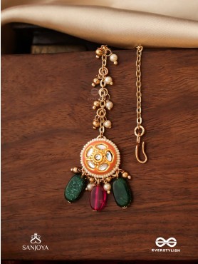 RANGKUSUMA - BLOOM OF COLORS- VIBRANT KUNDAN MAANGTIKA WITH BEADS, PEARLS AND ENAMELLING