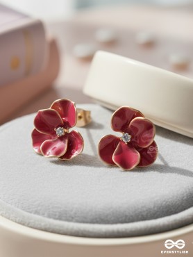 RUBY PETALS-  TEXTURED FLORAL STUDS 